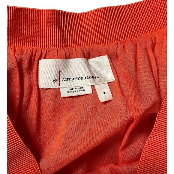 Anthropologie Orange Tiered Maxi Skirt Size Small Pull-On Mesh Overlay Boho Flow - Picture 7 of 10